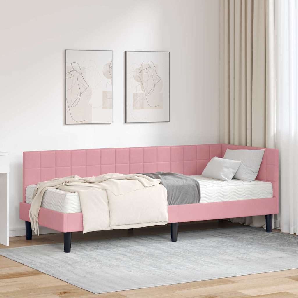 Cadre de lit d'angle avec matelas 2 pcs Gris Velours - XIOS