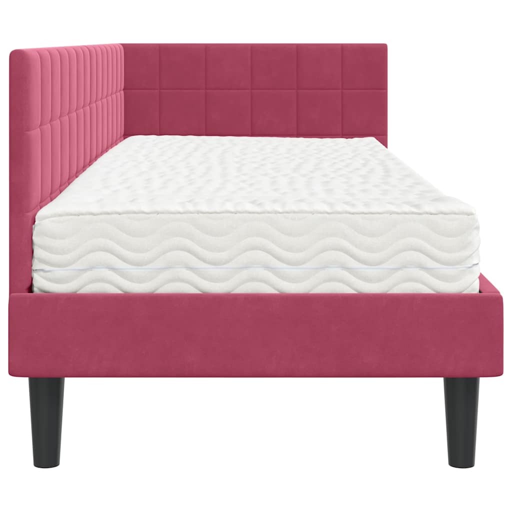 Cadre de lit d'angle avec matelas 2 pcs Vert Velours - XIOS