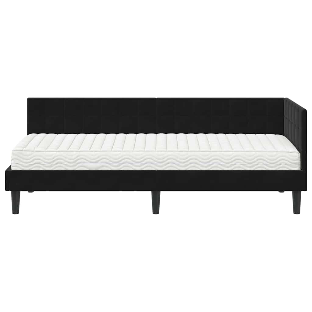 Cadre de lit d'angle avec matelas 2 pcs Noir Velours - XIOS