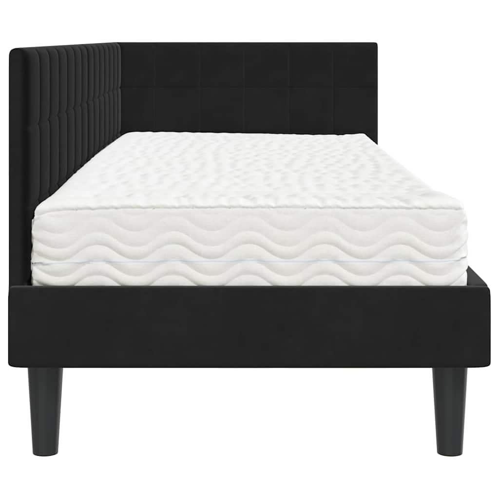 Cadre de lit d'angle avec matelas 2 pcs Noir Velours - XIOS