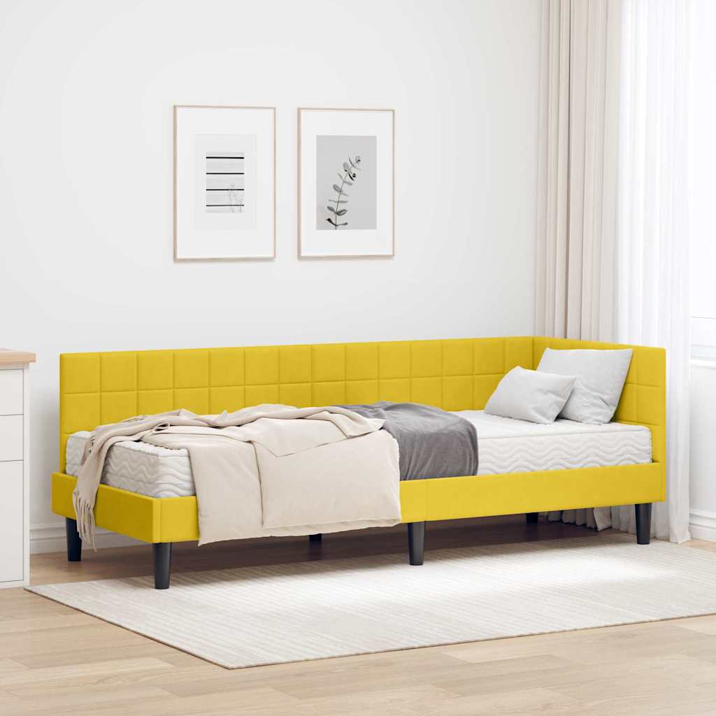 Cadre de lit d'angle avec matelas 2 pcs Jaune Velours - XIOS