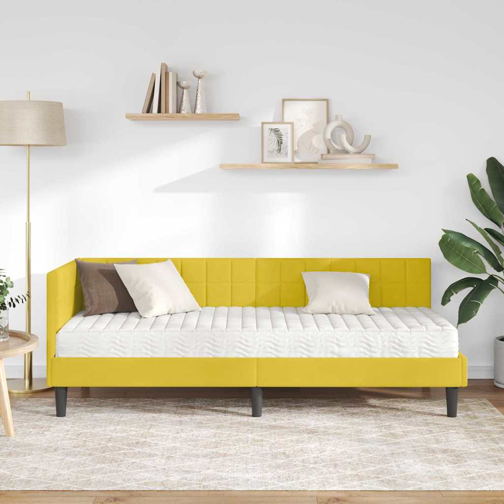 Cadre de lit d'angle avec matelas 2 pcs Jaune Velours - XIOS
