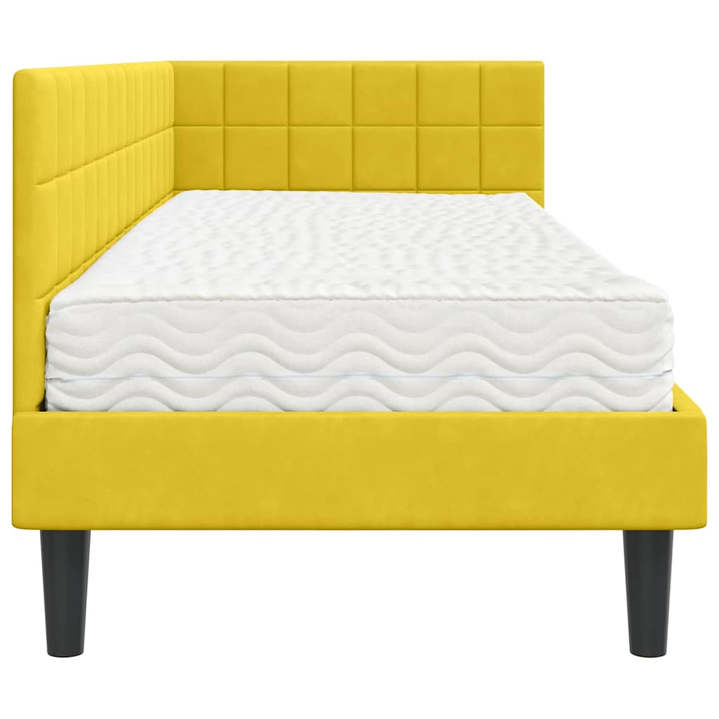 Cadre de lit d'angle avec matelas 2 pcs Jaune Velours - XIOS