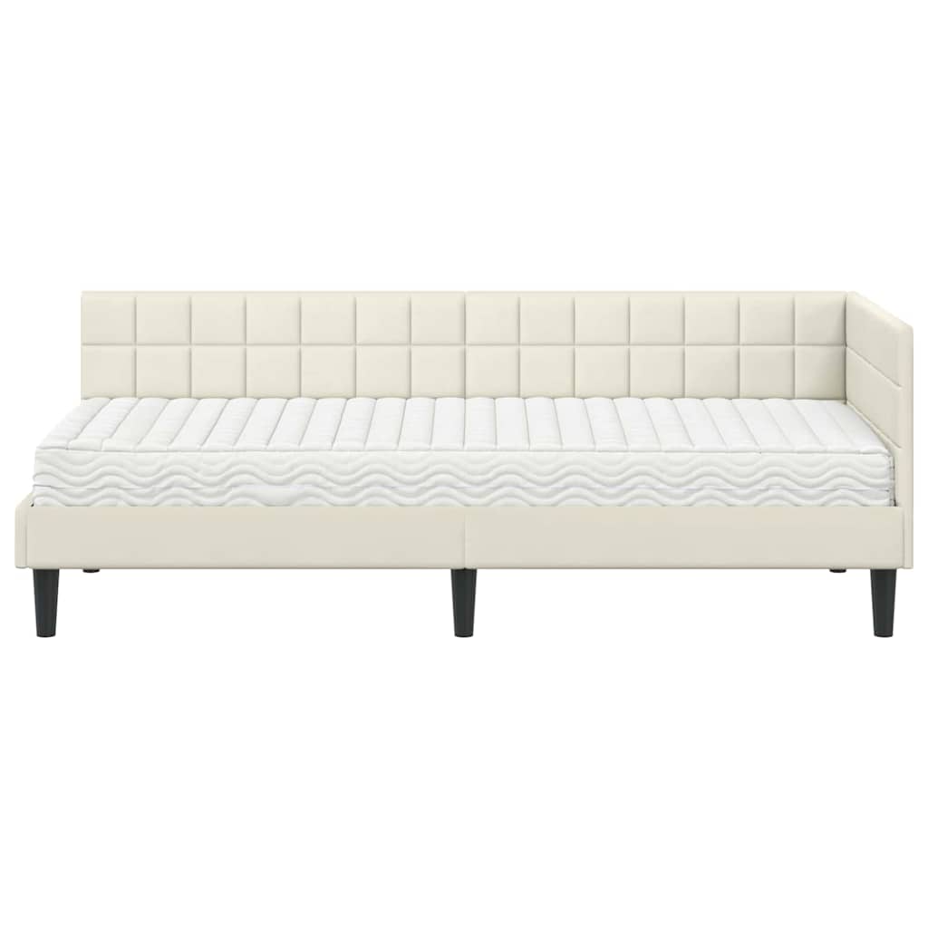 Cadre de lit d'angle avec matelas 2 pcs Crème Velours - XIOS