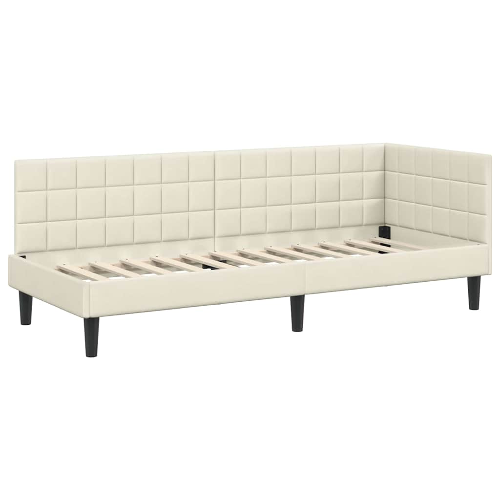 Cadre de lit d'angle avec matelas 2 pcs Crème Velours - XIOS