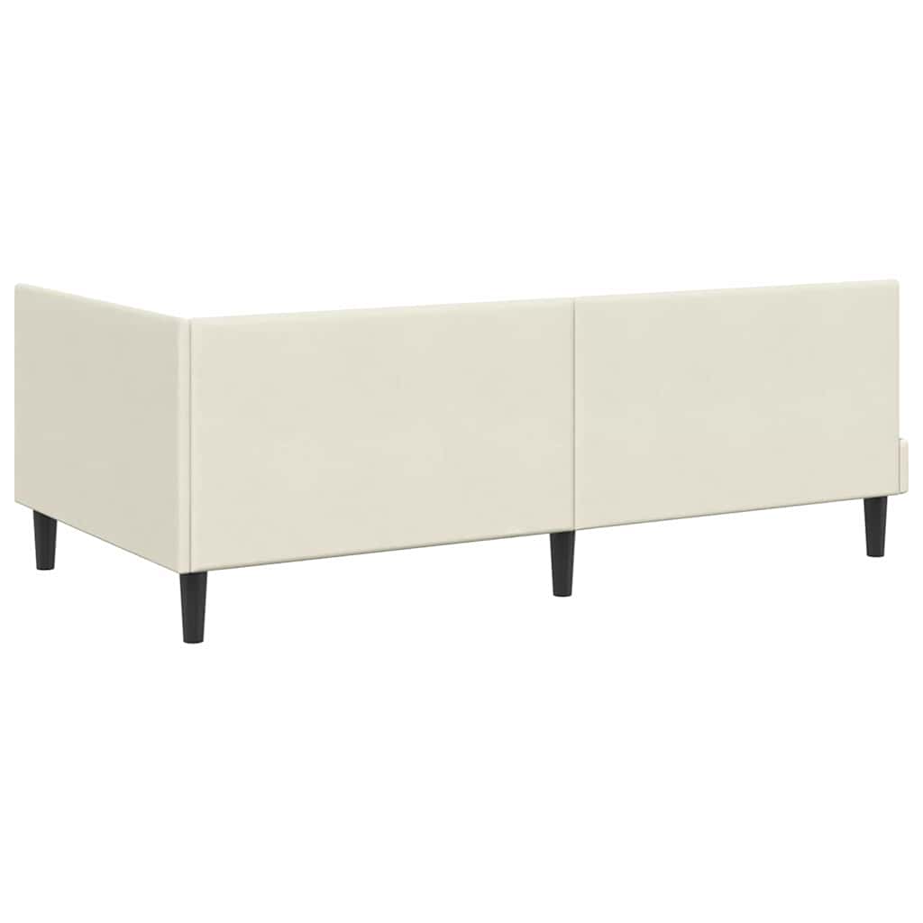 Cadre de lit d'angle avec matelas Crème 90 x 190 cm Velours - XIOS