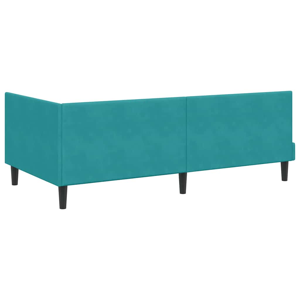 Cadre de lit d'angle avec matelas Turquoise 90 x 190 cm Velours - XIOS