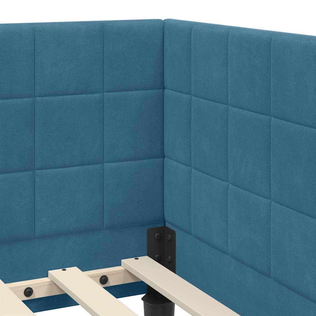 Cadre de lit d'angle avec matelas 2 pcs Bleu Velours - XIOS
