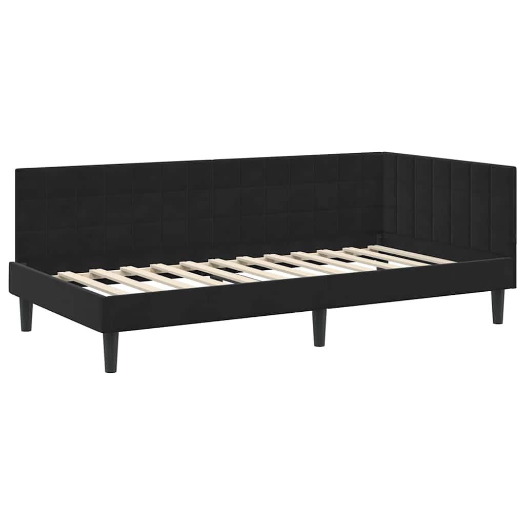 Cadre de lit d'angle avec matelas 2 pcs Noir Velours - XIOS
