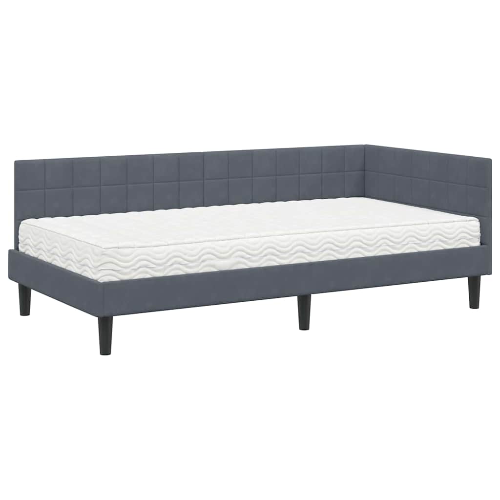 Cadre de lit d'angle avec matelas 2 pcs Gris Velours - XIOS