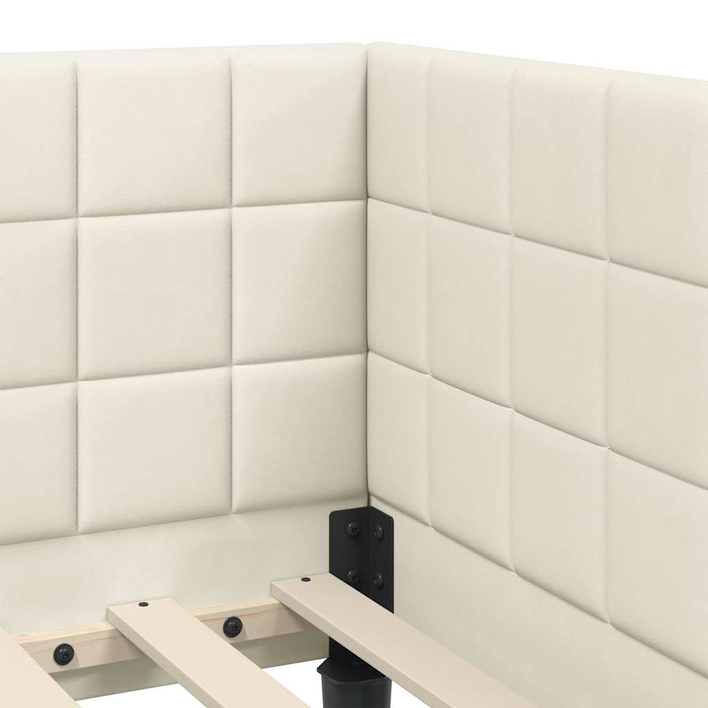 Cadre de lit d'angle avec matelas 2 pc Crème Velours - XIOS
