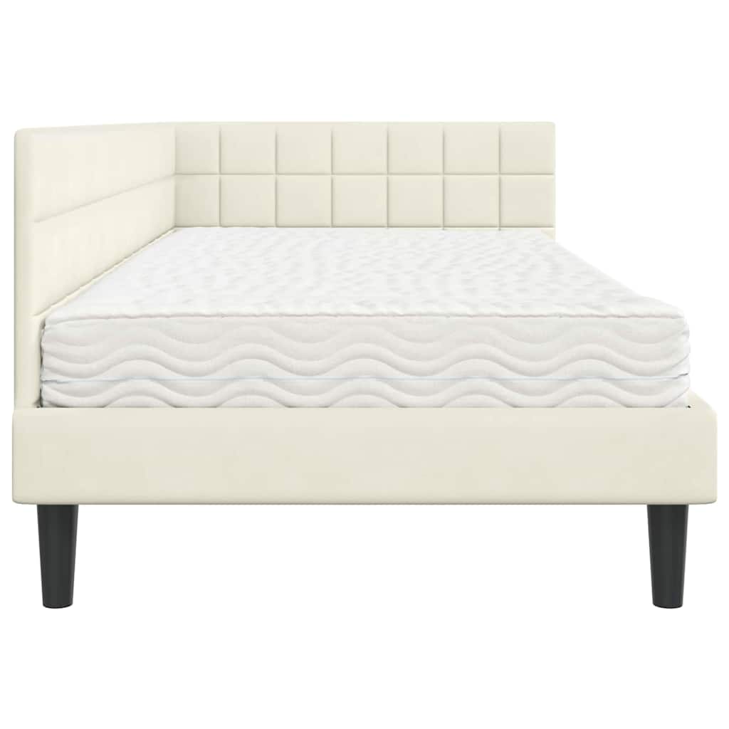 Cadre de lit d'angle avec matelas 2 pc Crème Velours - XIOS