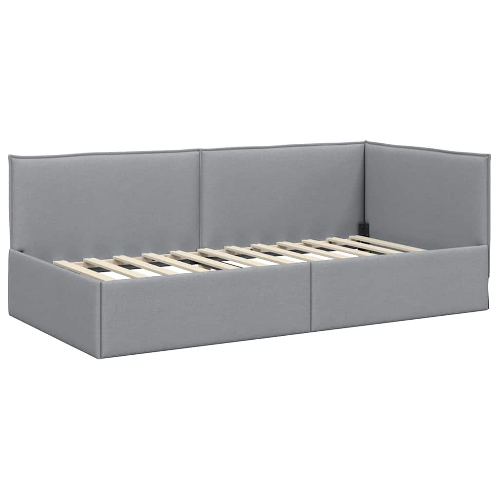 Cadre de lit d'angle avec matelas 2 pcs Gris clair Velours - XIOS