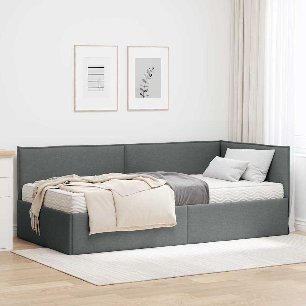 Cadre de lit d'angle avec matelas 2 pcs Gris Velours - XIOS