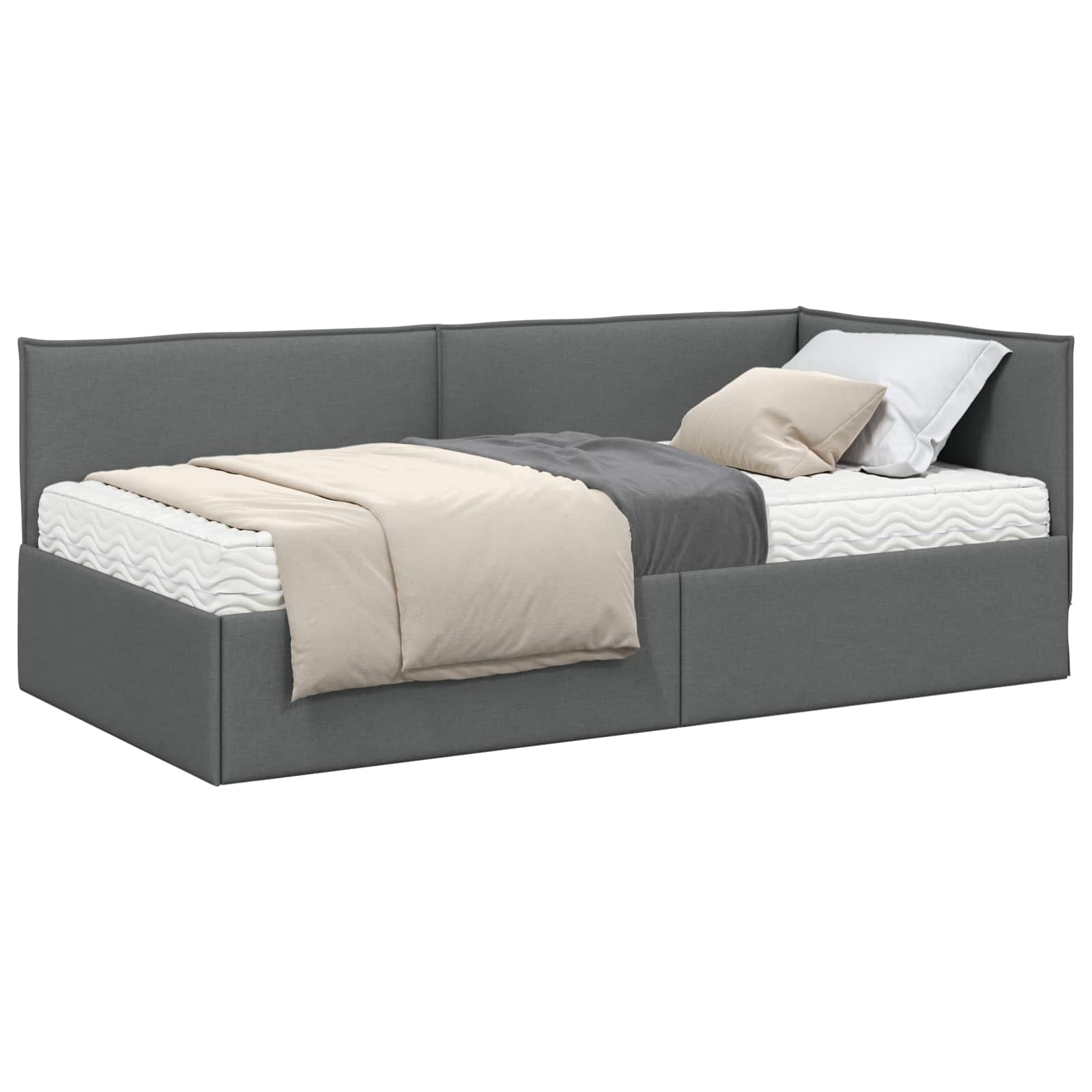 Cadre de lit d'angle avec matelas 2 pcs Gris Velours - XIOS