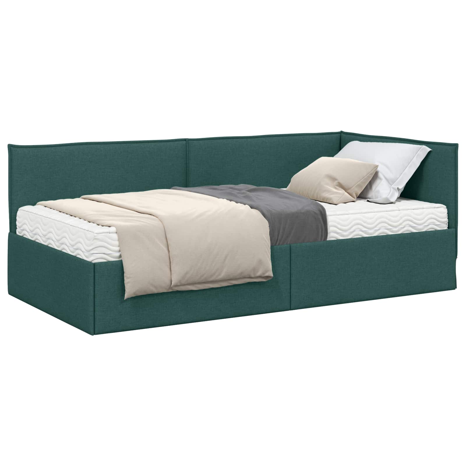 Cadre de lit d'angle avec matelas 2 pcs Vert Velours - XIOS