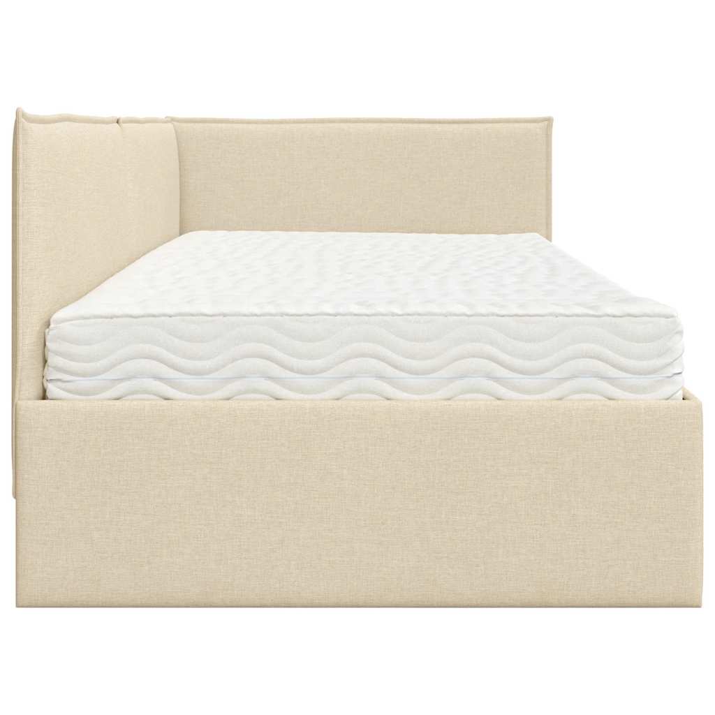 Cadre de lit d'angle avec matelas 2 pcs Crème Velours - XIOS
