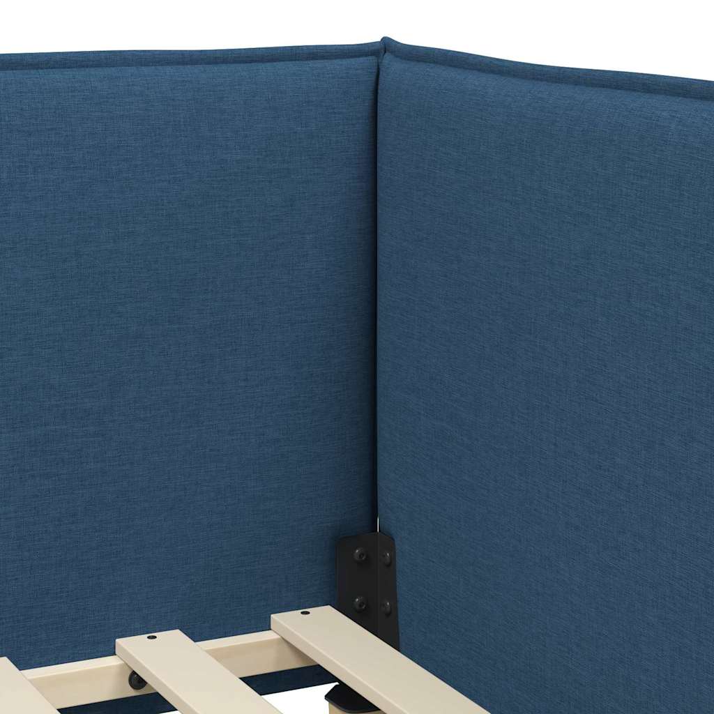 Cadre de lit d'angle avec matelas 2 pièces Bleu Velours