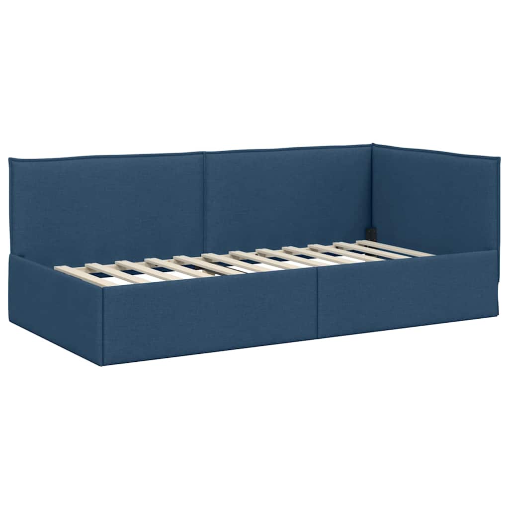 Cadre de lit d'angle avec matelas 2 pièces Bleu Velours