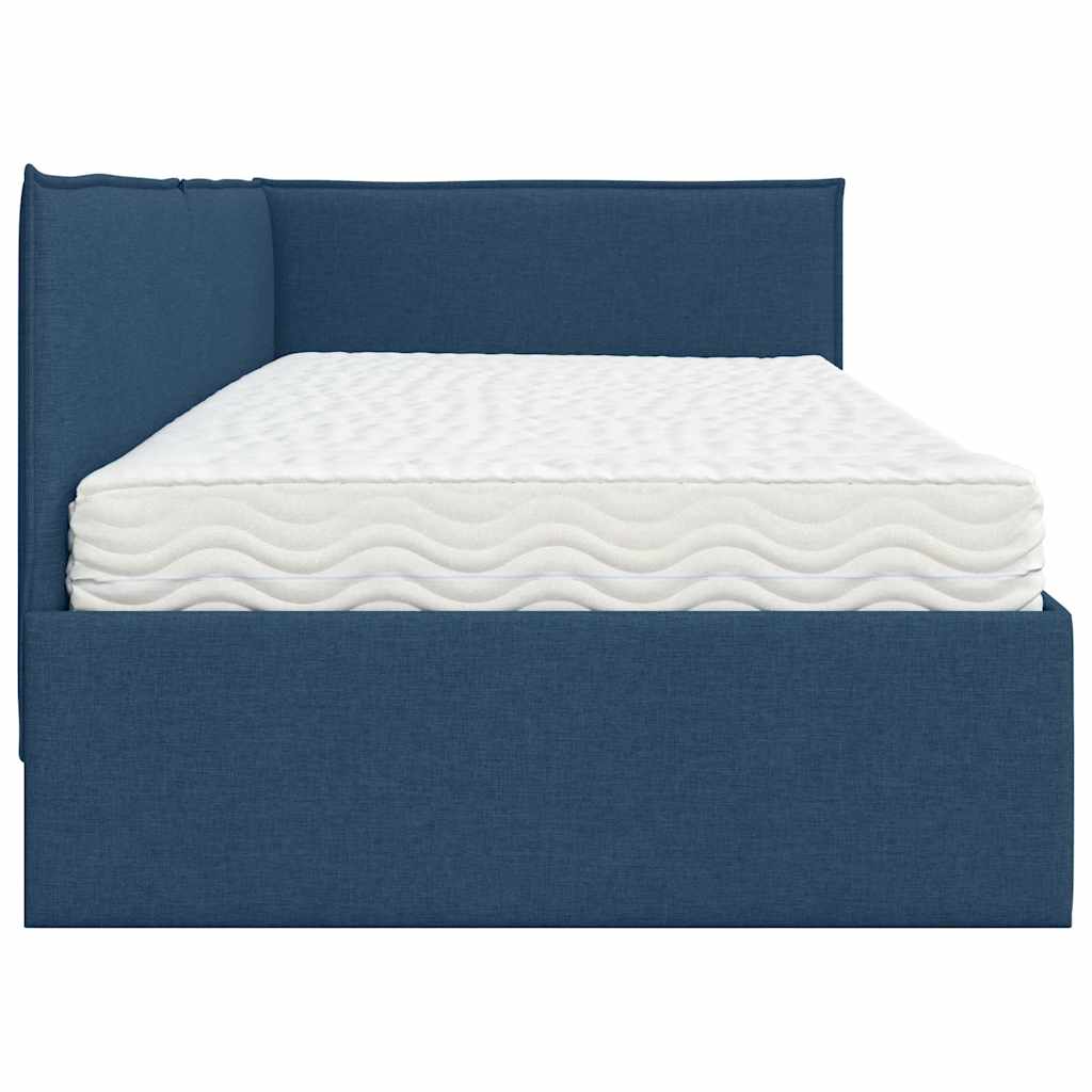 Cadre de lit d'angle avec matelas 2 pièces Bleu Velours