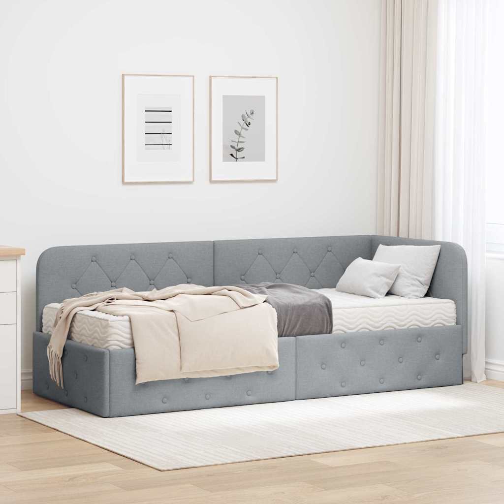 Cadre de lit d'angle Gris clair 80 x 200 cm tissu - XIOS