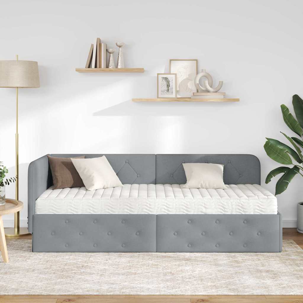 Cadre de lit d'angle Gris clair 80 x 200 cm tissu - XIOS