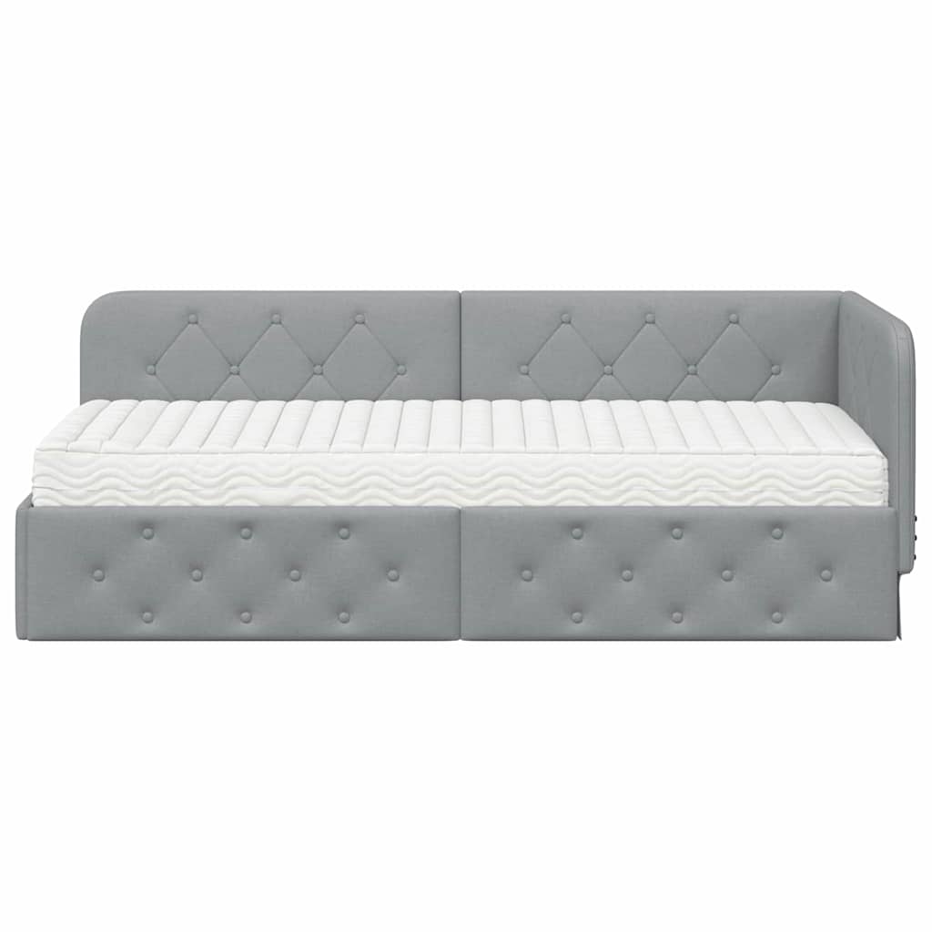 Cadre de lit d'angle Gris clair 80 x 200 cm tissu - XIOS