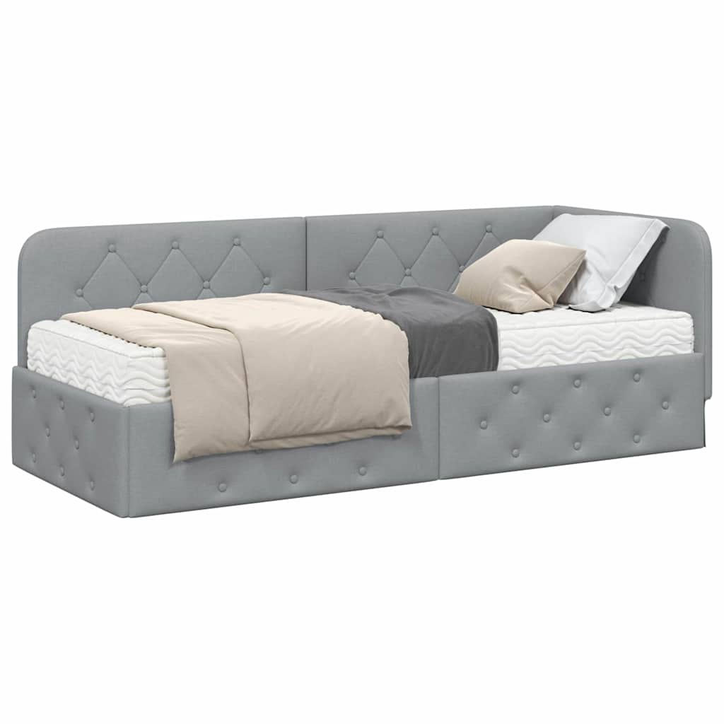 Cadre de lit d'angle Gris clair 80 x 200 cm tissu - XIOS