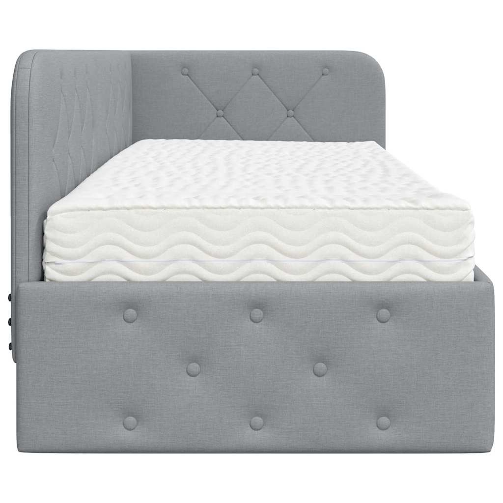 Cadre de lit d'angle Gris clair 80 x 200 cm tissu - XIOS