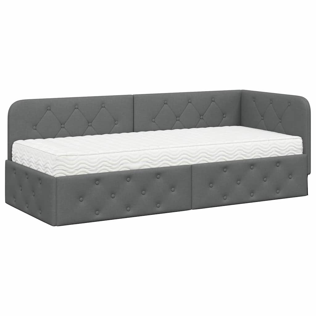 Cadre de lit d'angle Gris foncé 80 x 200 cm tissu - XIOS
