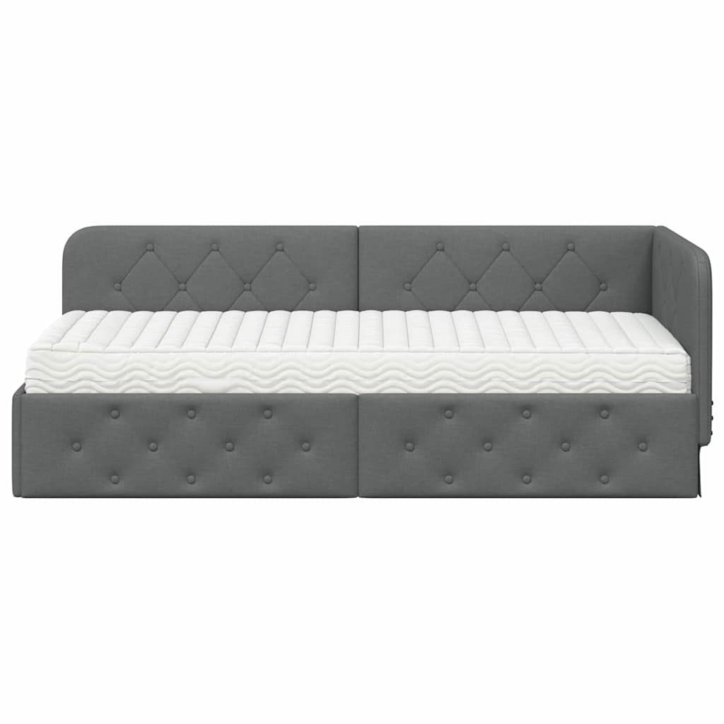 Cadre de lit d'angle Gris foncé 80 x 200 cm tissu - XIOS