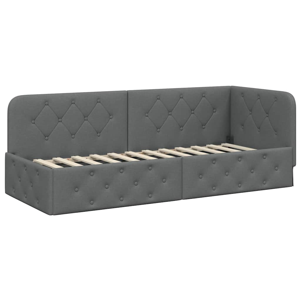 Cadre de lit d'angle Gris foncé 80 x 200 cm tissu - XIOS