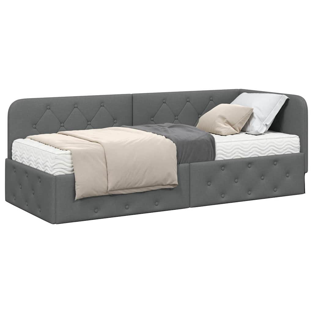 Cadre de lit d'angle Gris foncé 80 x 200 cm tissu - XIOS