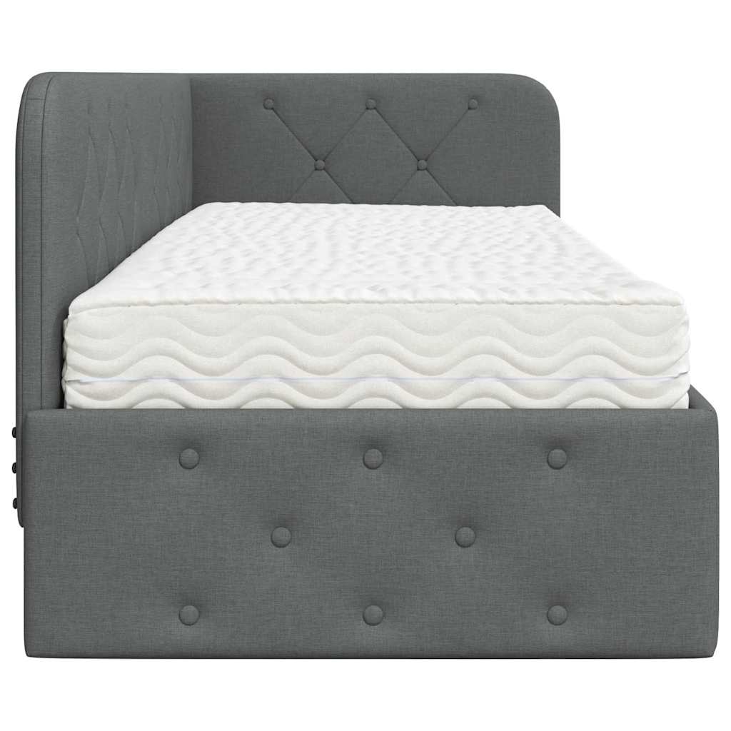 Cadre de lit d'angle Gris foncé 80 x 200 cm tissu - XIOS