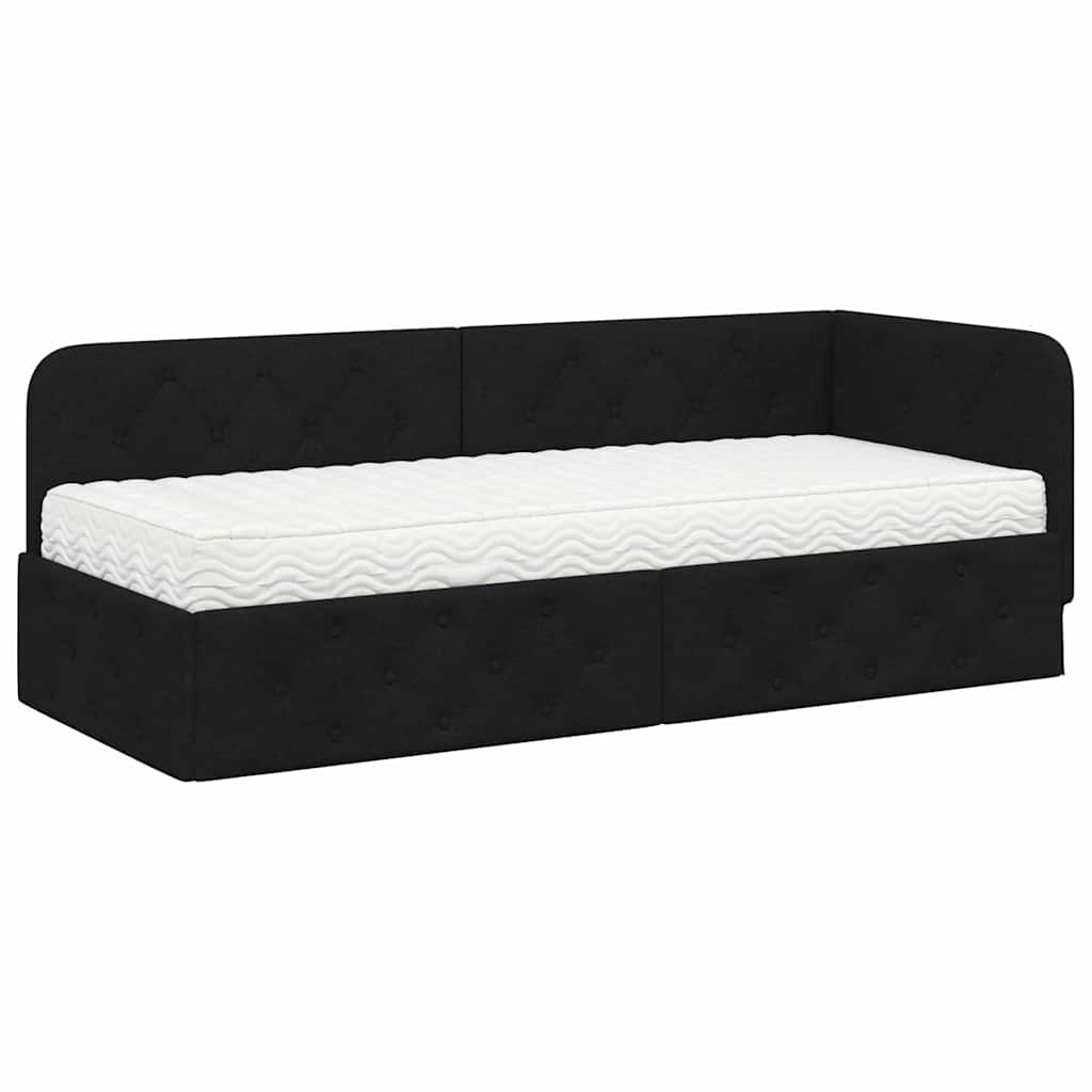 Cadre de lit d'angle Noir 80 x 200 cm tissu - XIOS