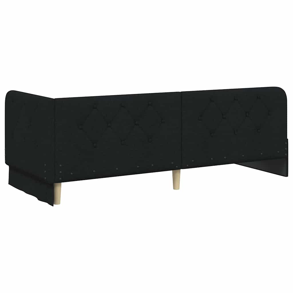 Cadre de lit d'angle Noir 80 x 200 cm tissu - XIOS