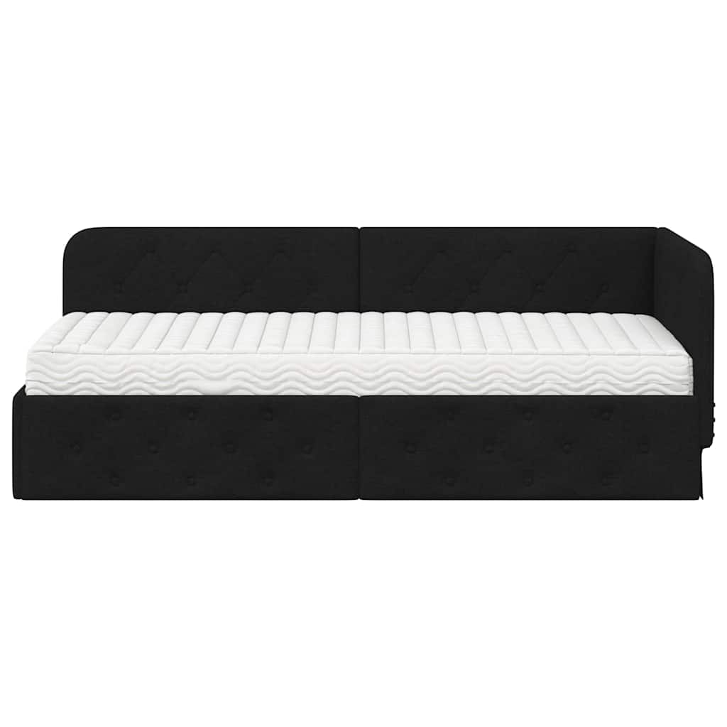 Cadre de lit d'angle Noir 80 x 200 cm tissu - XIOS