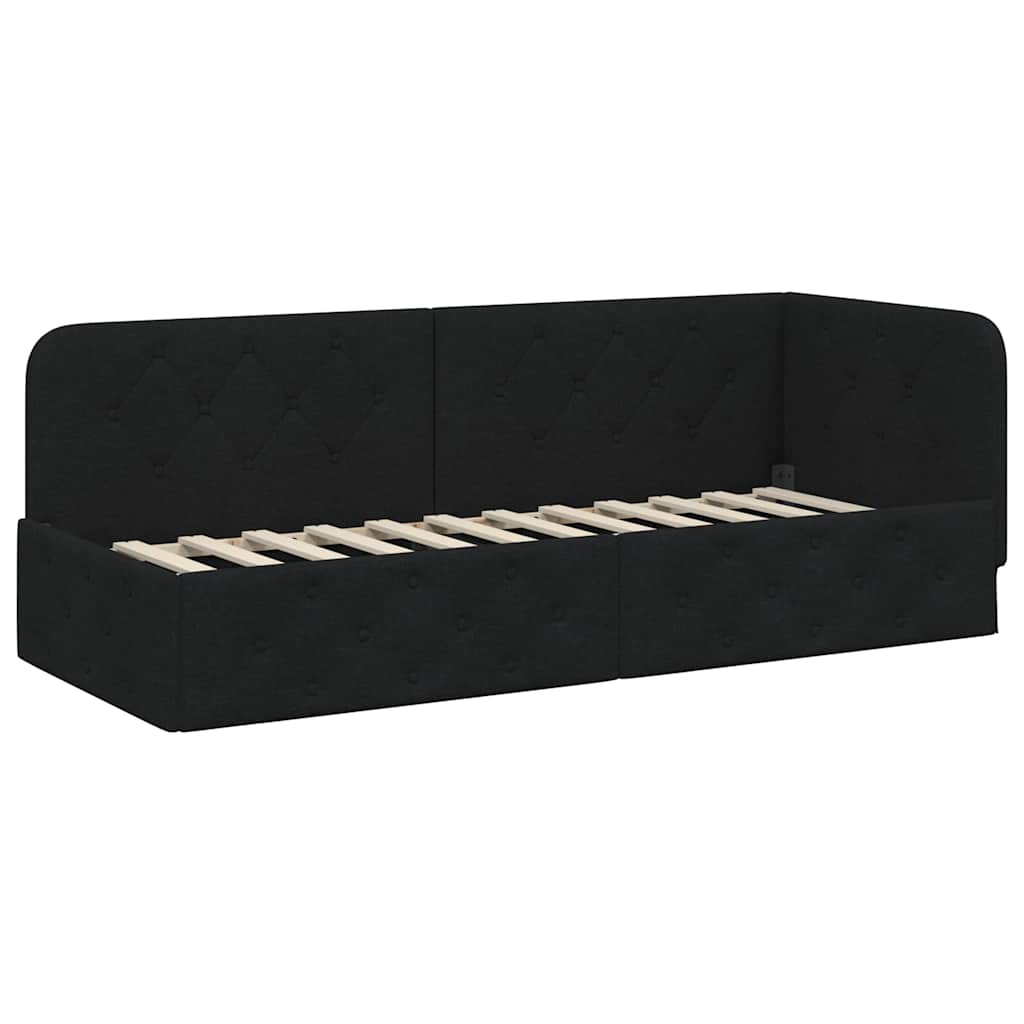 Cadre de lit d'angle Noir 80 x 200 cm tissu - XIOS