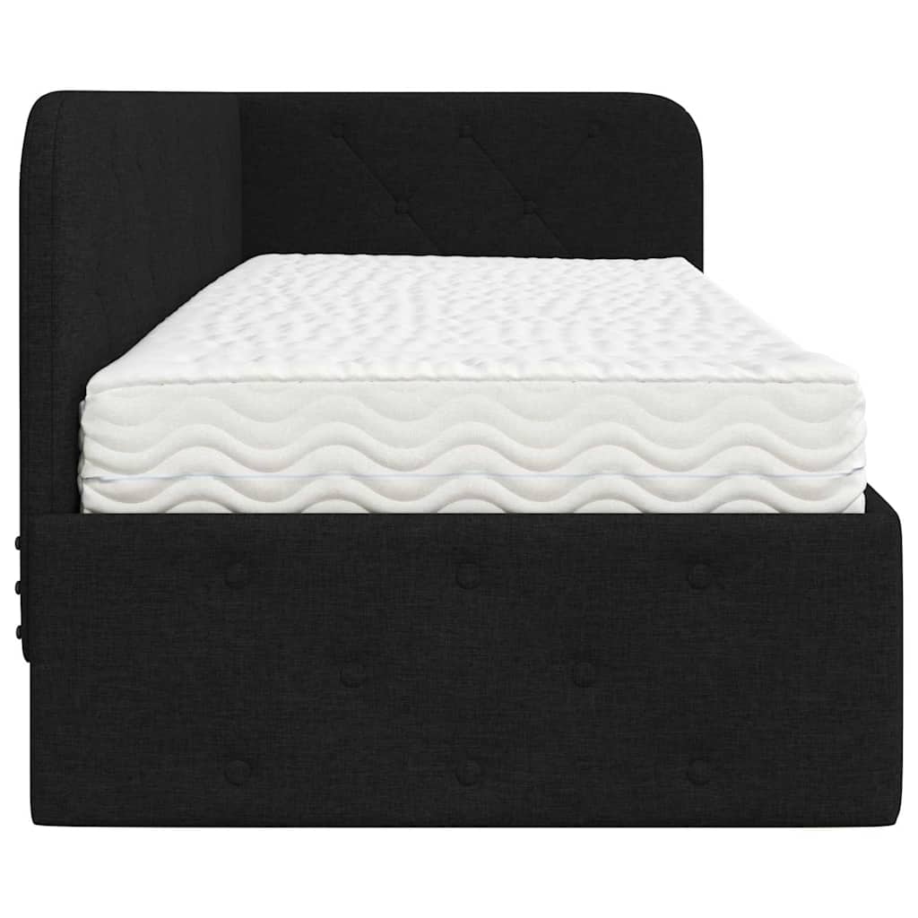 Cadre de lit d'angle Noir 80 x 200 cm tissu - XIOS