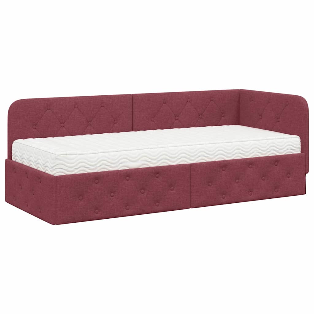 Cadre de lit d'angle Bordeaux 80 x 200 cm tissu - XIOS