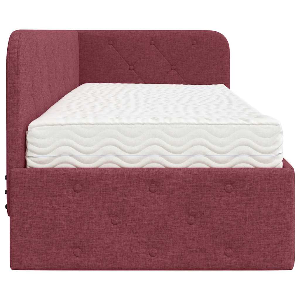 Cadre de lit d'angle Bordeaux 80 x 200 cm tissu - XIOS