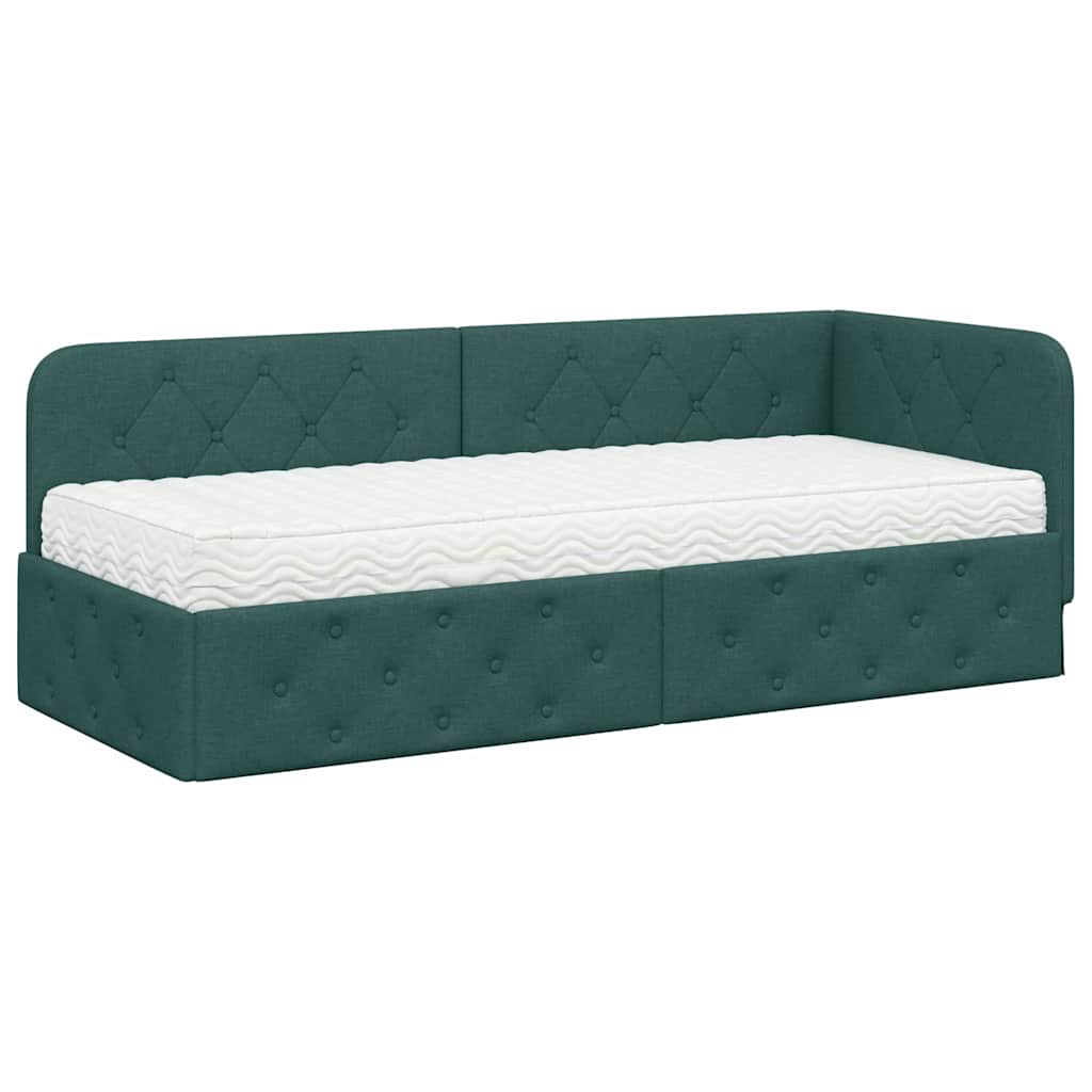 Cadre de lit d'angle Vert foncé 80 x 200 cm tissu - XIOS