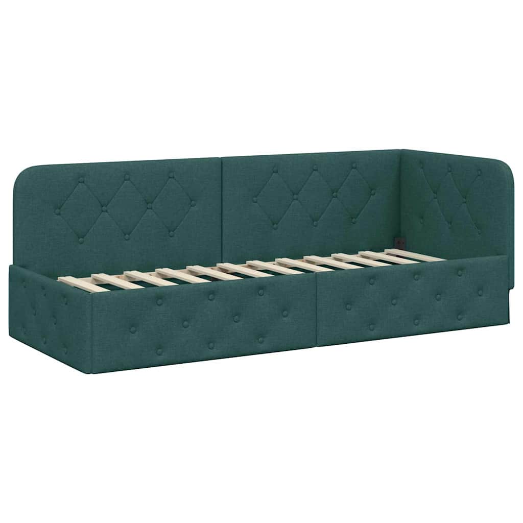 Cadre de lit d'angle Vert foncé 80 x 200 cm tissu - XIOS