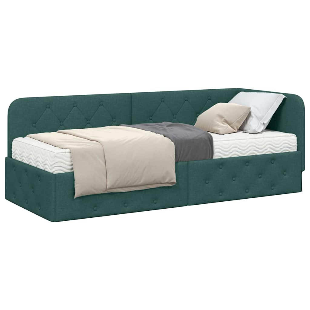 Cadre de lit d'angle Vert foncé 80 x 200 cm tissu - XIOS