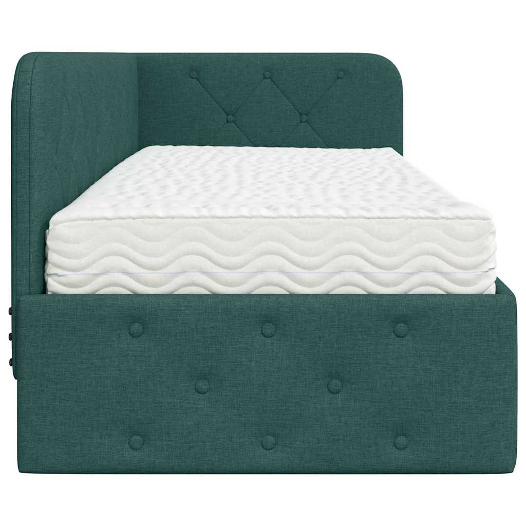 Cadre de lit d'angle Vert foncé 80 x 200 cm tissu - XIOS