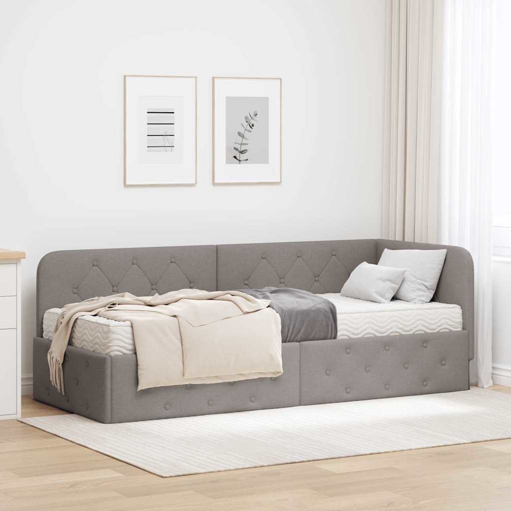 Cadre de lit d'angle Taupe 80 x 200 cm tissu - XIOS