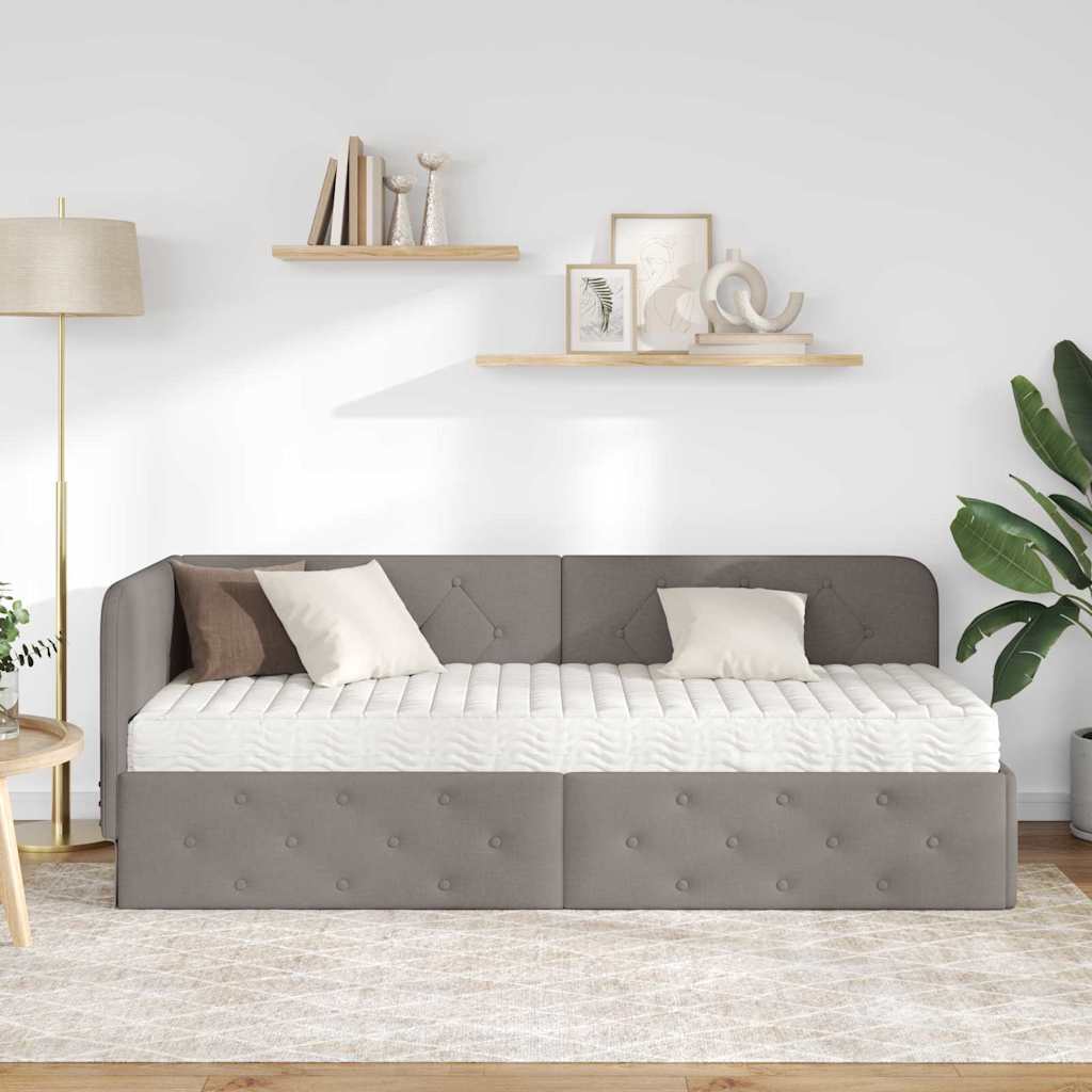 Cadre de lit d'angle Taupe 80 x 200 cm tissu - XIOS