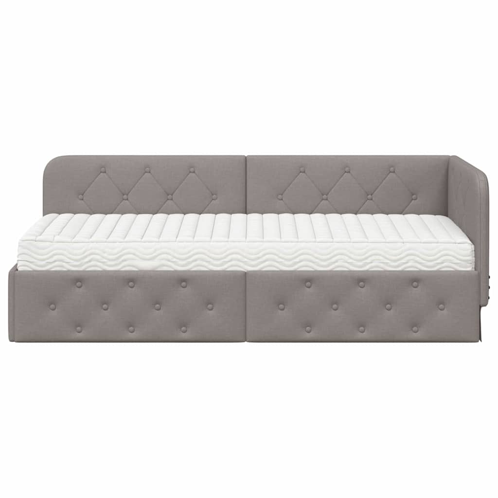 Cadre de lit d'angle Taupe 80 x 200 cm tissu - XIOS