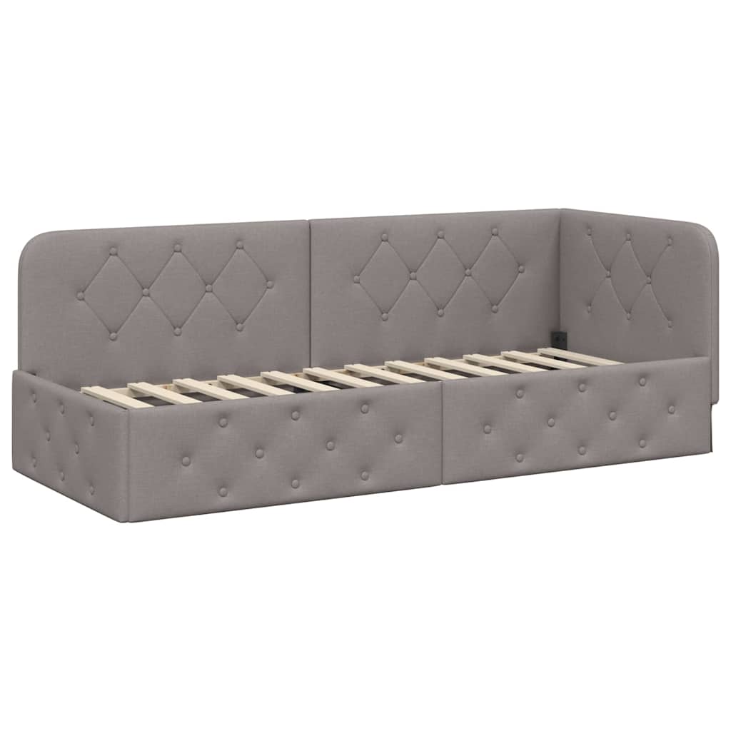 Cadre de lit d'angle Taupe 80 x 200 cm tissu - XIOS