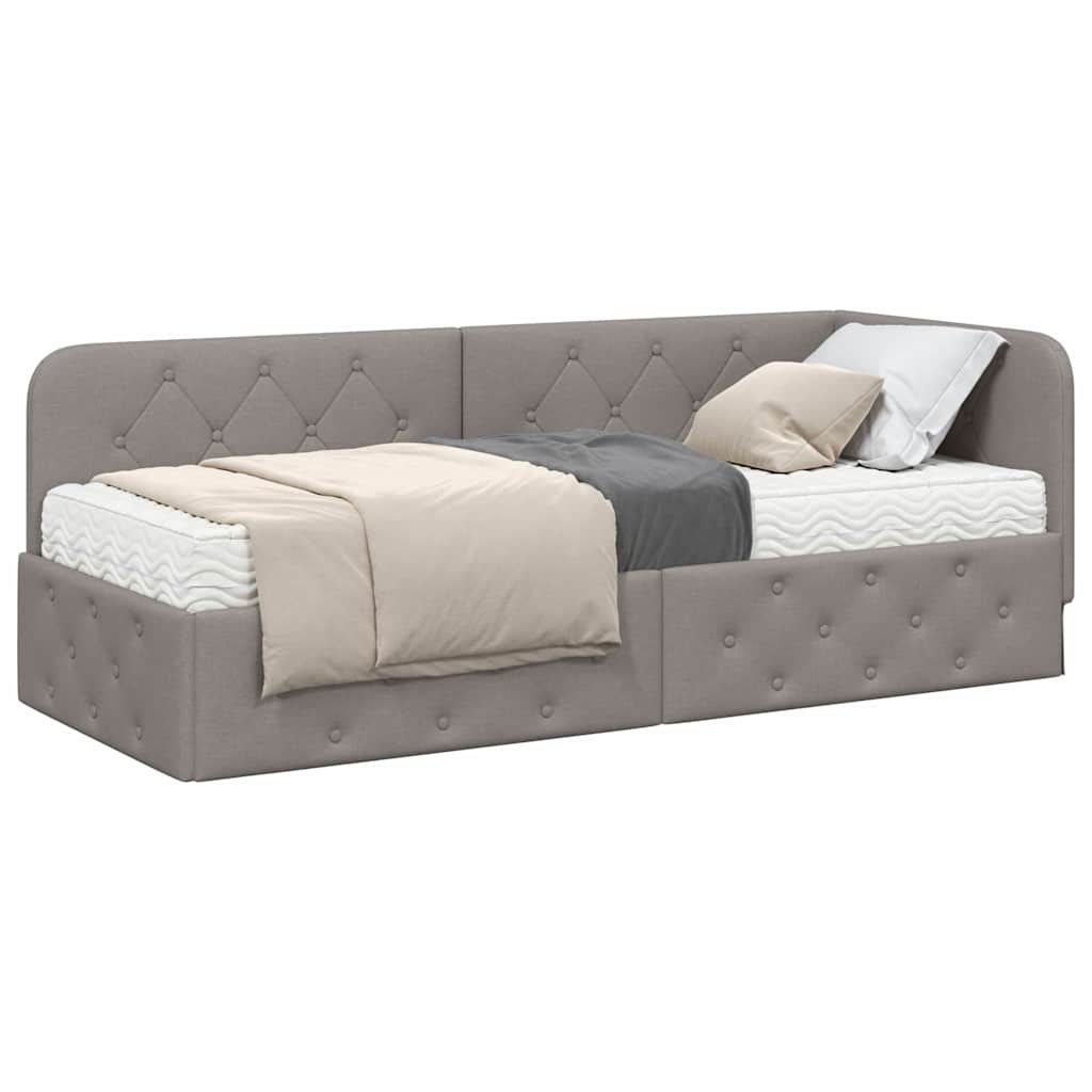 Cadre de lit d'angle Taupe 80 x 200 cm tissu - XIOS